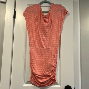 Coral Striped Victoria’s Secret Ruched Dress